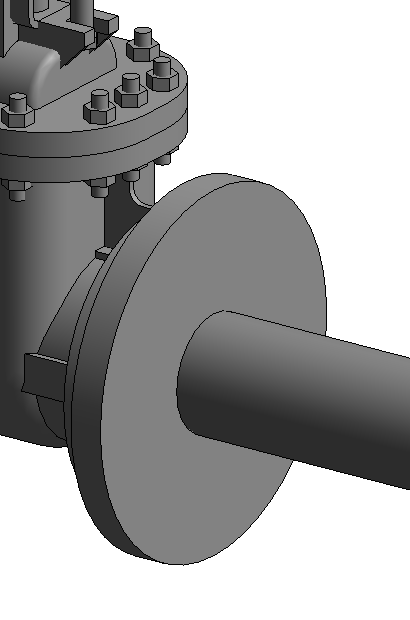 3D Revit render focusing on the valve flange.